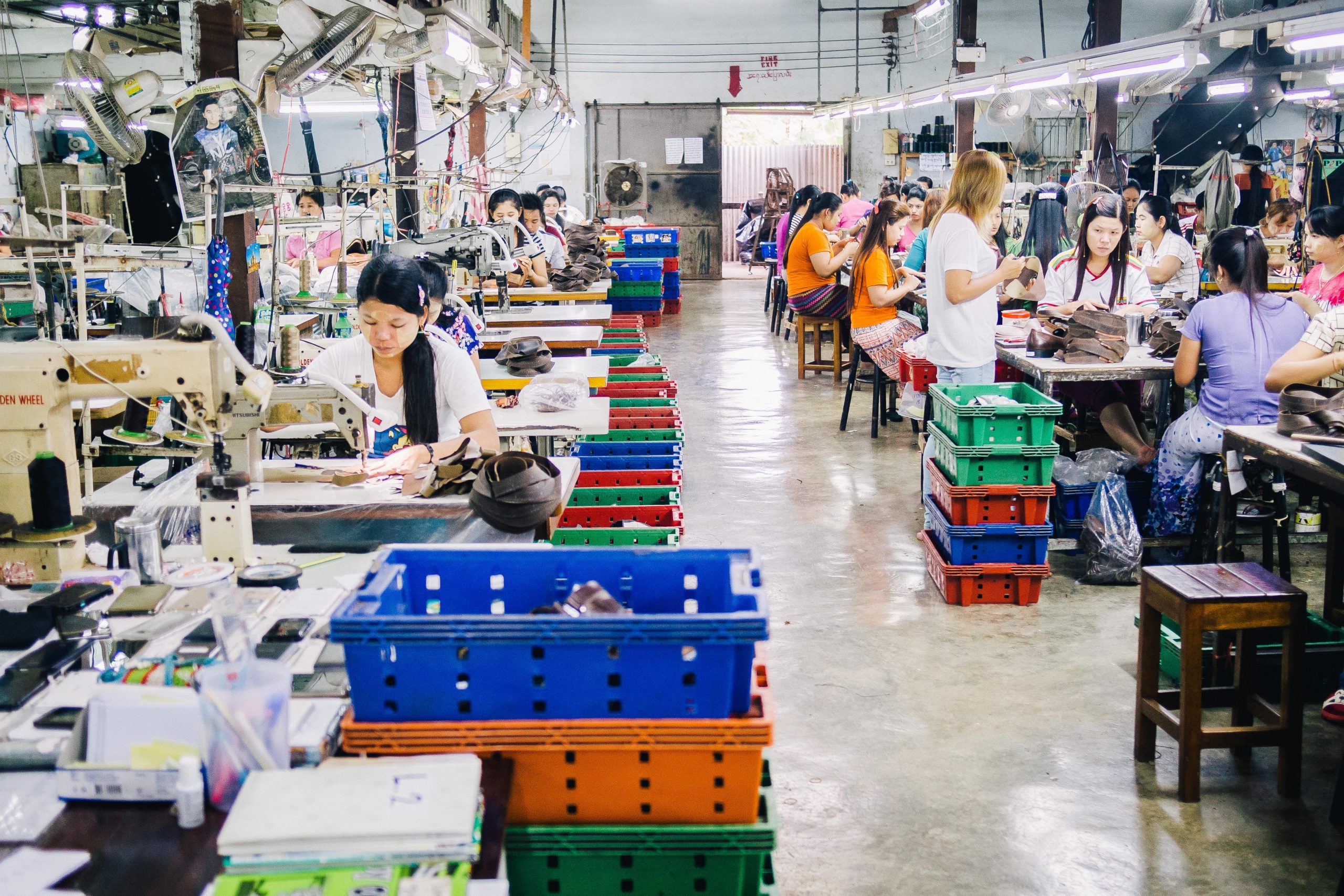 Myanmar women in textile factory